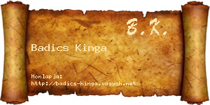 Badics Kinga névjegykártya